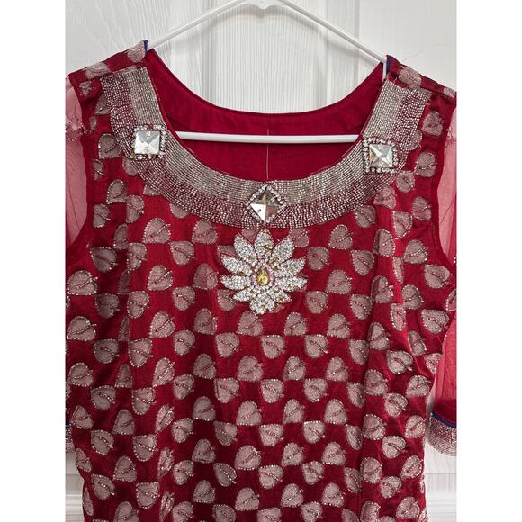 Vintage Anna Corinna tunic sheer sleeves beaded and gemstones small - Picture 10 of 13